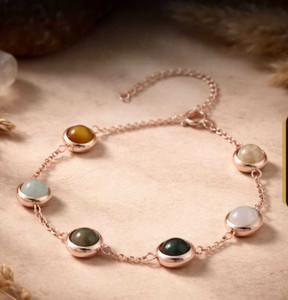 SPYRONIX REAL TREASURE Pyrite, Green Aventurine, Tiger's Eye, Citrine, Clear Quartz, Stainless Steel, Green Jade Crystal Gold-plated Bracelet