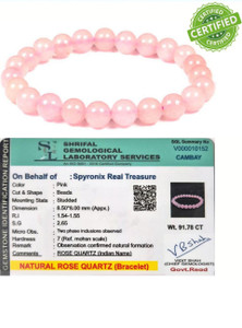 SPYRONIX REAL TREASURE Stone, Rose Quartz Crystal Bracelet