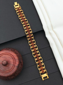 Queenzart Brass, Rudraksha Gold-plated Bracelet