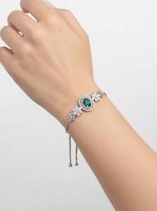 Hemshail Alloy Diamond Silver Bracelet