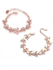 Om Jewells Alloy Crystal Gold-plated Bracelet Set