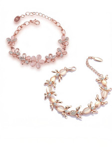 Om Jewells Alloy Crystal Gold-plated Bracelet Set