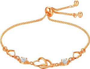 Nilu's Collection Copper Zircon Sterling Silver Charm Bracelet