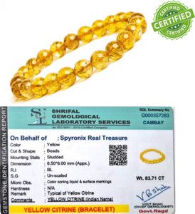 SPYRONIX REAL TREASURE Stone, Citrine + Golden Crystal Bracelet