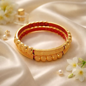 Nawab Collection Brass, Alloy Ruby Gold-plated Bangle Set