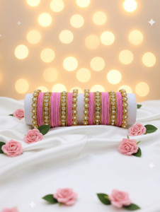 V Rangnath Bangle Store Metal Pearl, Cubic Zirconia Bangle Set