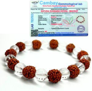 VIBESLE Crystal, Rudraksha, Clear Quartz Crystal Bangle