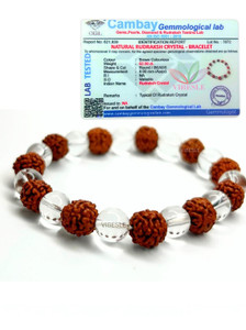 VIBESLE Crystal, Rudraksha, Clear Quartz Crystal Bangle