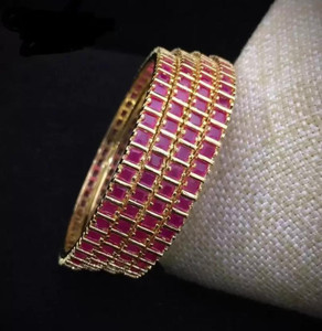 AFJ GOLD Copper Ruby Gold-plated Bangle Set