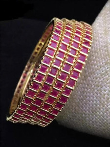 AFJ GOLD Copper Ruby Gold-plated Bangle Set