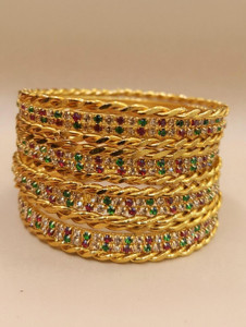 Om Traders Metal Gold-plated Bangle Set