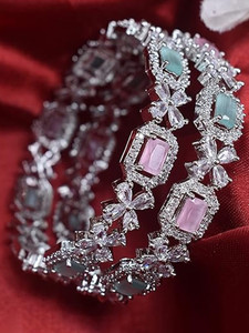 Padak Jewels Alloy Rhodium Bangle Set