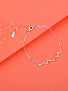 GIVA Sterling Silver Zircon Rhodium Bracelet