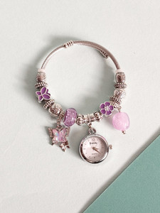 OCTAGON HUB Brass, Alloy, Stainless Steel Beads, Pearl, Cubic Zirconia Silver Charm Bracelet