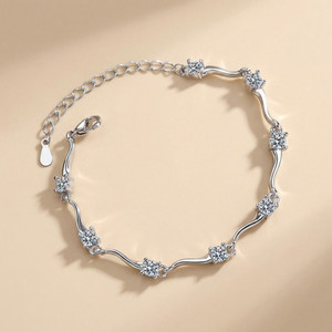 MYKI Alloy Crystal Silver Coated Bracelet