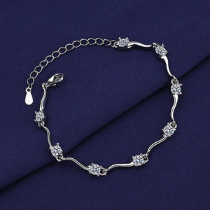 MYKI Alloy Crystal Silver Coated Bracelet