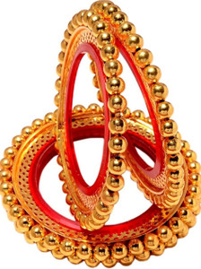 Jewar Mandi Brass Beads Gold-plated Bangle Set