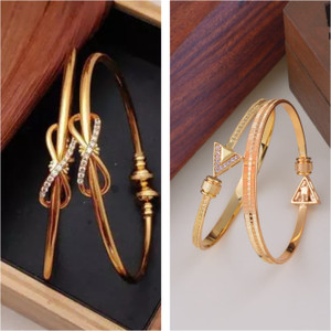 HETALENTERPRISE Brass, Copper Cubic Zirconia, Diamond Gold-plated Bangle