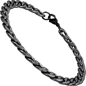 NAKABH Stainless Steel Black Silver Bracelet
