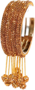 RKGlow Brass Crystal Gold-plated Bangle Set