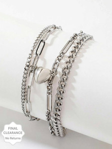 Maaword Stainless Steel Sterling Silver Bracelet Set