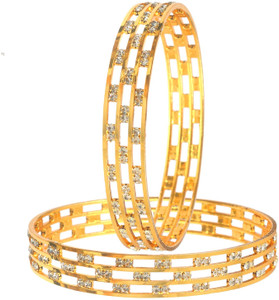 Jewar Mandi Brass Cubic Zirconia Gold-plated Kada