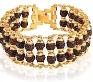 Nineteenth july Jewels Rudraksha Beads Gold-plated Bracelet