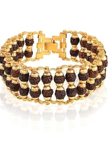 Nineteenth july Jewels Rudraksha Beads Gold-plated Bracelet