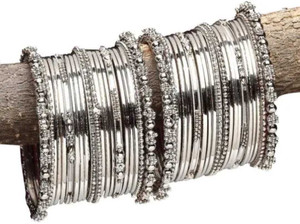 Roop Metal, Oxidised Silver Silver Coated Bangle Set