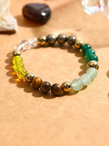 Astrotalk Pyrite, Hematite, Green Aventurine, Citrine, Clear Quartz, Green Jade Bracelet