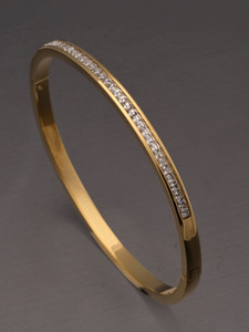 PALMONAS Stainless Steel Cubic Zirconia Gold-plated Bracelet