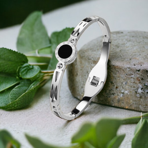 MYKI Stainless Steel Cubic Zirconia Gold-plated Kada