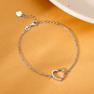 GIVA Sterling Silver Zircon Rhodium Bracelet