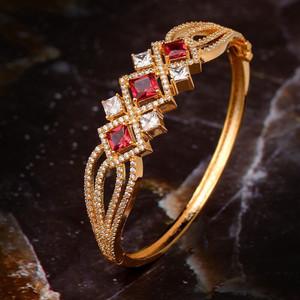 SARAF RS JEWELLERY Brass Cubic Zirconia Gold-plated Bracelet