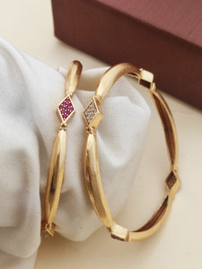 AK Brass Cubic Zirconia, Diamond Gold-plated Bangle