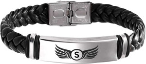 M Men Style Stainless Steel, Leather Bracelet