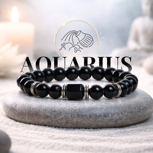 Japam Amethyst, Black Obsidian Crystal Bracelet