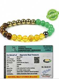 SPYRONIX REAL TREASURE Stone, Green Aventurine, Citrine + Golden, Golden Pyrite, Tiger's Eye Crystal Bracelet
