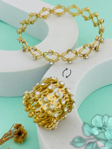 KIVORA Stainless Steel Cubic Zirconia Ring Bracelet