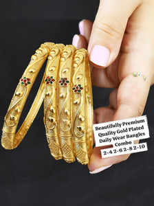 Jewels Kafe Brass Gold-plated Bangle Set