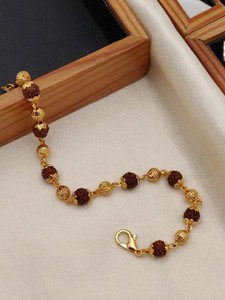 ATMESHWARSALES Rudraksha Cubic Zirconia Gold-plated Bracelet