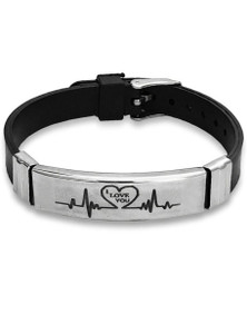 M Men Style Alloy, Stainless Steel Sterling Silver Bracelet