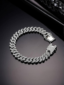 Miami Metal, Stone, Alloy, Steel, Stainless Steel Cubic Zirconia, Diamond, Crystal Platinum, Rhodium, Sterling Silver Bracelet