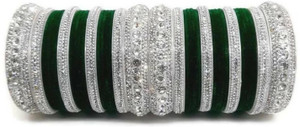 Mayra Creation Metal, Plastic Zircon Silver Bangle Set