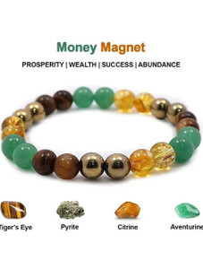 GemVastu Pyrite, Green Aventurine, Citrine + Golden, Tiger's Eye Crystal Bracelet