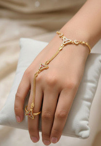 JEWELS BY BHAVIXA Brass Cubic Zirconia Gold-plated Ring Bracelet