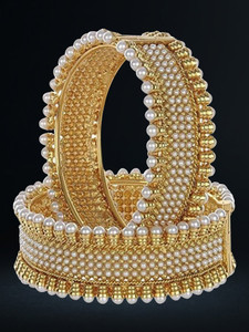 YouBella Alloy Pearl Gold-plated Bangle Set