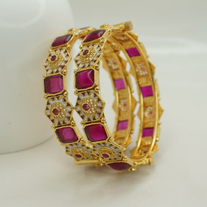 Panini Jewels Copper Ruby Gold-plated Bangle Set