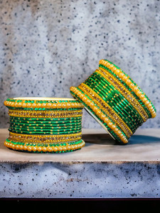 Atrika Metal, Stone, Lac, Alloy Beads Bangle Set