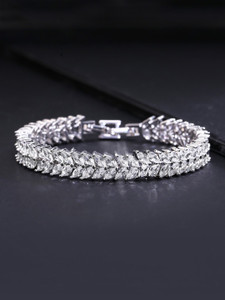 YELLOW CHIMES Brass Crystal Silver Bracelet